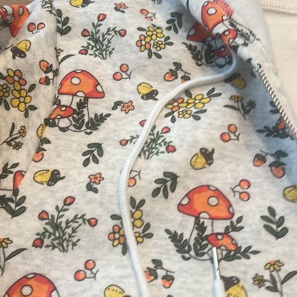 NWT - L.A. Floral & Mushroom Print Zip Up Fleece Zipper Hoodie Size - Large - Picture 4 of 8